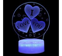 SOPOTUTU 3D Visual Touch Bedside Lamp LED Night Light with Colorful Dynamic Effects, Romantic Heart Shape Creative Table Lamp for Bedroom, USB Powered Touch Control Nightlight