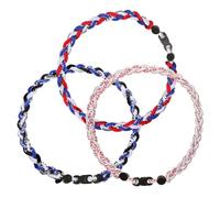 SOPOTUTU 3pcs Baseball Necklace Set for Men with Braided Rope Chains, Athlete Sports Jewelry Accessories, Red White Chevron and Black Blue English Pendants, Baseball Fan Necklaces for Boys