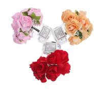 SOPOTUTU 3pcs Mini Dollhouse Vase Glass Nordic Style Miniature Rose Flower Ornaments Doll House Accessories Scale for Collectors Model Enthusiasts