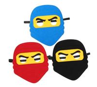 SOPOTUTU 3Pcs Ninja Felt Masks for Mardi Gras Party Cosplay with Elastic Band Foam Pirate Eye Patch Red Blue Black
