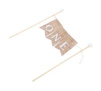 SOPOTUTU 3pcs Rustic First Birthday Cake Decorations Cupcake Topper Banner Reusable Handmade Bunting Flag for One-year-old Party Celebration Flexible Fit Cake Insert