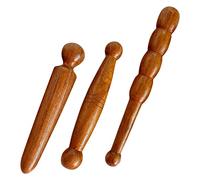 SOPOTUTU 3Pcs Wooden Reflexology Sticks Foot Hand Massage Stick Tools Acupressure Set (Round Needle Gourd Types) Trigger Points Relieves Fatigue and Skin Tension Random Color