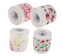 SOPOTUTU 4 Rolls Christmas Theme Roll Paper Material Xmas Color Cute Bathroom Sing Festive Holiday Stocking Decorations Funny Merry Toilet Paper Christmas Guest Towel