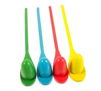 SOPOTUTU 4 Sets Egg Spoon Race Game Set Colors Outdoor Balance Relay for Family Activity Coordination Skill Development Safe Play Props