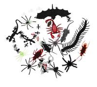SOPOTUTU 44pcs Halloween Realistic Plastic Bug Set, Assorted Fake Spiders, Bats Prank Props for Party Decorations and Practical Jokes