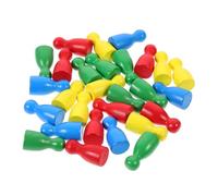 SOPOTUTU 48pcs Wooden Human Shape Chess Pieces Colored Board Game Accessories for Adults Portable Flight Chessmen in Red Yellow Blue Green for Travel and Learning