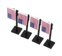 SOPOTUTU 4pcs American Flags with Pole Military Mini Blocks Set for Boys Army Independence Day Decoration Realistic Soldier Figures Roleplay Educational Family Activity