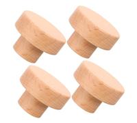 SOPOTUTU 4pcs Beech Wood Cabinet Handles Round Drawer Pulls for Wardrobes Dressers Kitchen Furniture Hardware