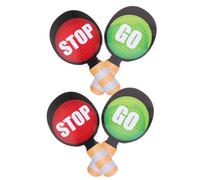 SOPOTUTU 4pcs Double-sided Traffic Signal Signs for Red Green Handheld Stop Paddle for Classroom Role Play and Road Safety Education in School and Home