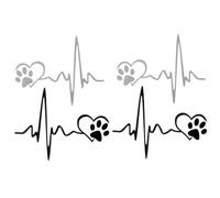 SOPOTUTU 4pcs Heartbeat Love Dog Footprints Car Decorative Stickers Decals Easy to Install Durable Vinyl Unique Design for Dog Lovers Black White