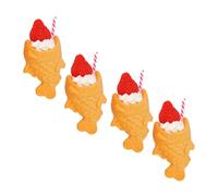 SOPOTUTU 4pcs Japanese Snack Simulation Food Pendant Keychain Cute Food Charm for Birthday Party Favors Bag Hanging Decor