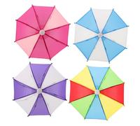 SOPOTUTU 4pcs Mini Doll Umbrella for Dolls Lightweight Pretend Play Accessories Compact and Stylish Miniature House Decoration Rainbow and Pastel Colors