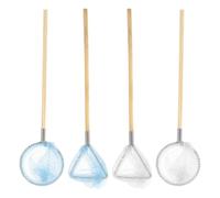 SOPOTUTU 4Pcs Miniature Fishing Nets Doll House Decoration Set, Small Triangle and Round Nets in White and Blue, Mini Fishing Tool for Doll Accessories and Scene Props