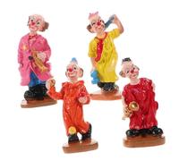 SOPOTUTU 4pcs Miniature Funny Clown Figurines Craft Decor with Distinctive Design for Home Office and Carnival Display Finely Detailed Tiny Clown Ornaments for Personal and Artistic