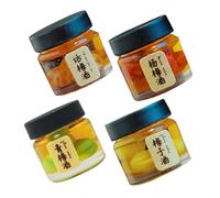 SOPOTUTU 4pcs Miniature Pretend Play Kitchen Accessories Mini Fruit Wine Bottles Dollhouse Decor Realistic Scale Drink Props for Dollhouse Dining Collection