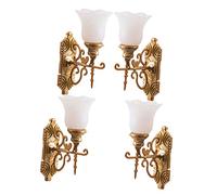 SOPOTUTU 4pcs Miniature Wall Lamp Models for Sand Table Decoration Building Model Accessories with Warm White Light for Dollhouse Mini House Scene and Landscape Ornament