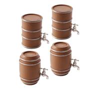 SOPOTUTU 4pcs Miniature Wooden Wine Barrels Detailed Craftsmanship Decorative Drink Accessories for Dollhouse Photography Prop Educational Display
