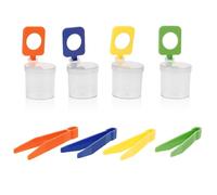 SOPOTUTU 4pcs Outdoor Magnifier Box for Built in Magnifying Lid Transparent Insect Viewer Container for Nature Exploration Science Learning and Collecting Bugs Leaves Rocks with Tweezers