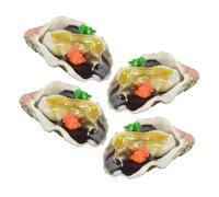SOPOTUTU 4pcs Realistic Fake Oyster Models Play Food for Seafood Restaurant Home Party Decoration Lightweight Easy to Clean Multi Purpose Food and Display Props