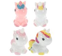 SOPOTUTU 4pcs Resin Unicorn Statues Miniature Cute Animal Figurines Colorful Standing Ornaments for Home Decor and Fairy Garden Crafting