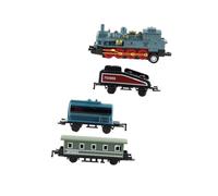 SOPOTUTU 4Pcs Sky-blue Alloy Retro Steam Train Set Pull Back Vehicles for Boys Educational Play Gifts Anti-wear Model with Connectable Cars