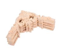 SOPOTUTU 4pcs Wood Carved Applique Corner Frames for Cabinet and Old Home Upgrades, Beige Wood Material with Intricate Carving Details and Elegant French Design for Concealing Ceiling Seams