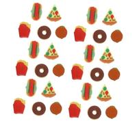 SOPOTUTU 50pcs Mini Food Erasers for Cute Hamburger Hot Dog French Fries Donut Pizza Designs TPR Material Fun Pencil Erasers for Students Party Favors and Classroom Rewards