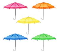 SOPOTUTU 5pcs Mini ’s Umbrellas Set, Solid Color Miniature Dollhouse Decor with Lace Edges, Cute Tiny Umbrella Accessories for ’ Play and Photo Props
