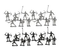 SOPOTUTU 60Pcs Medieval Soldier Action Figures Set Black and Silver Plastic Miniature Army Men Educational Historical Soldiers for Pretend Play and Cake Decorations and Stylish Collectible
