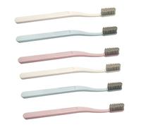 SOPOTUTU 6pcs Bamboo Charcoal Toothbrushes Soft Bristles Deep Cleaning Tooth Cleaning Tools for Adults Ergonomic Grip Portable Family Pack Random Colors Random Color