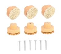 SOPOTUTU 6pcs Bohemian Rattan Wooden Dresser Knobs Decorative Drawer Handles for Cabinets Wardrobes Furniture Vintage Style Rustic Pulls with Screws White and Beige