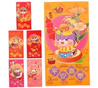 SOPOTUTU 6Pcs Chinese Year Red Envelopes Dragon Design Lucky Money Bags for Lunar Festival Party Supplies with Auspicious Characters and Finishing