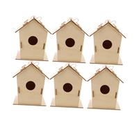 SOPOTUTU 6pcs DIY Unfinished Wood Bird Houses for Painting Creative Graffiti Craft Kit Sturdy Outdoor Hanging Birdhouse Fun Arts and Crafts Activity for Boys