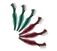SOPOTUTU 6pcs Dual Sided Denture Toothbrush for Elderly Hard Bristle False Teeth Brush with Non Slip Handle Compact Portable Design for Daily Denture Cleaning and Gum Massage