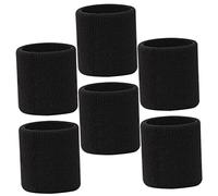 SOPOTUTU 6Pcs Elastic Sports Wristbands Sweat Absorbent Wrist Straps for Men and Women Protective Brace for Running Yoga Fitness Black Athletic Wrist Sweat Bands Bulk