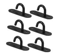 SOPOTUTU 6pcs Heavy-Duty Stainless Steel Resistance Band Door Anchors with Wall-Mounted Hooks for Secure Strength Training and Workout Equipment Installation Black