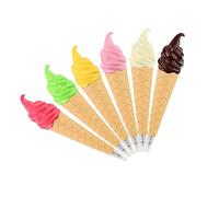 SOPOTUTU 6pcs Ice Cream Cone Ballpoint Pens for Creative Hard Plastic Shell Stationery with Smooth Ink Comfortable Grip for School Supplies and Gifts