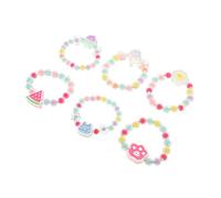 SOPOTUTU 6Pcs Lovely Beaded Elastic Bracelets for Cute Cartoon Jewelry with Rabbit Egg Lollipop Ice Cream Watermelon Paw Print Charms Fun Fashion Accessories for Party and Daily Wear