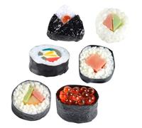 SOPOTUTU 6pcs Realistic Sushi Model Set, Artificial Japanese Onigiri Nigiri Rice Rolls, Lifelike Fake Food Prop for Photography and Pretend Play