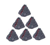 SOPOTUTU 6pcs Realistic Volcano Lava Toy Model for Fish Tank Decor 8CM Plastic Volcano Statues for Miniature Landscapes and Dinosaur Scenes