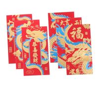 SOPOTUTU 6pcs Traditional Chinese Style Red Envelopes with Embossed Dragon Design Gold Glitter Finish Festive Money Pouches for Year Gift Wedding and Celebration Mixed Styles