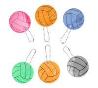 SOPOTUTU 6pcs Volleyball Reflective Keychains PVC Pendant Multi-use Backpack Ornament and Key Holder for School Sports Team Rewards and Party Favors