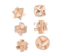 SOPOTUTU 6pcs Wooden Interlocking Puzzle Educational Kongming Lock Brain Teaser for Adults Iq Challenge Intelligence Development Game