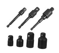 SOPOTUTU 7pcs Impact Grade Screwdriver Socket Adapter Set High Strength Steel Conversion Reducer with Spring-Loaded Detent Ball Heat-Treated Drill Socket Extensions for Power Drivers and