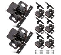 SOPOTUTU 8 Sets Heavy Duty Double Roller Cabinet Latches with Spring Catch, Antique Copper Finish, Suitable for Cupboards, Drawers and Closet Doors in Home and Office