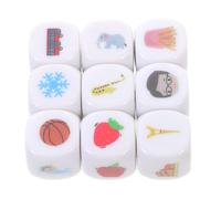SOPOTUTU 9pcs Storytelling Dices Language Expression Dice for Boys and Girls Small Acrylic Cubes Educational Toy Language Learning Supplies with Velvet Pouch for Classroom and Family Play