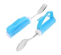 SOPOTUTU Adaptive Eating Utensils Set for Elderly and Disabled Angled Spoon and Fork with Non-Slip Handles Anti-Shake Disability Cutlery for Hand Tremors Ergonomic Grip Silverware for