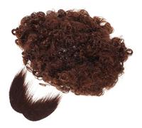 SOPOTUTU Afro Wig and Fake Mustache Set Brown Pirate Beard Costume Prop with Artificial Hairstyle for Halloween Party Dress-up Accessory One Size