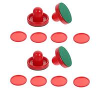 SOPOTUTU Air Hockey Accessories Kit with Red Strikers Mini Ice Hockey Pucks and Felt Protectors for Family Game Night Fit