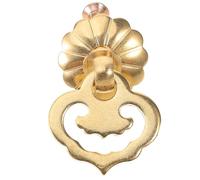 SOPOTUTU Antique Brass Drawer Pull with Chinese Cloud Pendant, Solid Brass Cabinet Handle for Wardrobe and Dresser, Single Hole Vintage Style Furniture Knob for Kitchen Cabinets and Drawers